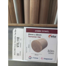 MOULDING Dowel 25mmX3m Tas Oak